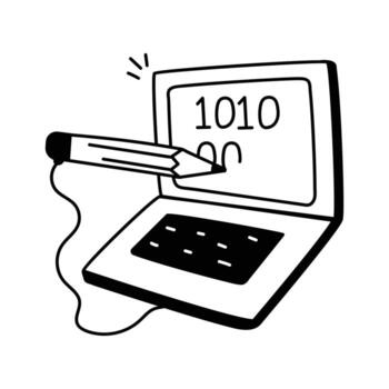 Icon of writing and editing code on a digital platform. vector