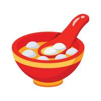 Bowl of Tangyuan, denoting family unity and prosperity during celebrations vector
