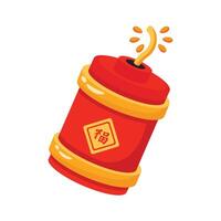 Firecracker icon symbolizing warding off evil spirits and bringing luck vector