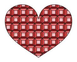 Heart shape from outline elements. Romantic symbol. Ornamental heart. Isolated on white background. Red and pink colors vector