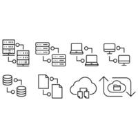 web hosting line icon set, data center symbol collection, web hosting linear pictogram pack. vector