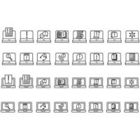 Computer icons set. Outline illustration of computer icons for web design. vector