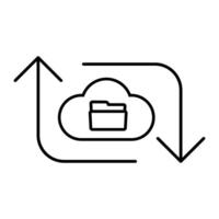 Cloud storage icon. Outline cloud storage icon for web design isolated on white background vector