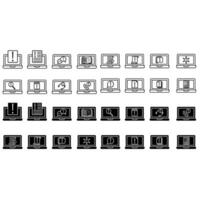 Computer icons. Outline illustration of computer icons for web design. vector