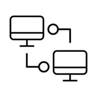 Computer icon . A thin line sign. Isolated contour symbol illustration vector