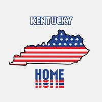Kentucky State Map with American Flag and Home Typography Design Perfect for Print, Apparel, etc vector