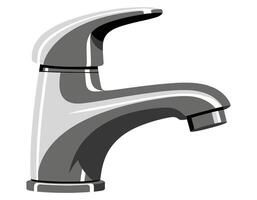 A modern faucet with a sleek design and a chrome finish for a bathroom sink. vector