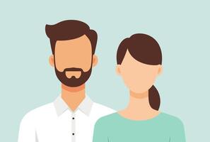 Two people stand beside each other in a casual setting. vector