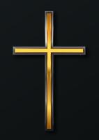 Modern religious background with metallic chrome cross design vector