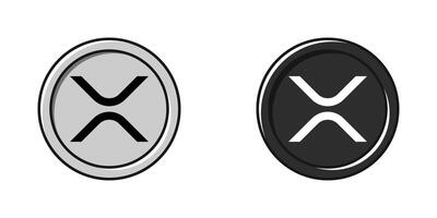 Simple Ripple XRP coin illustration in flat design with gray and black color tones vector
