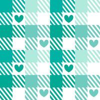 Mint green Gingham Style with heart. vector