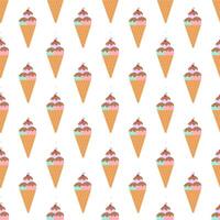 My Ice-cream with chocolate sauce sweet icon on white background. Seamless pattern. vector