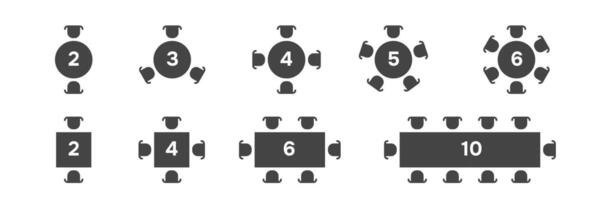 Set of Table Seats. Plan Chairs and Tables vector