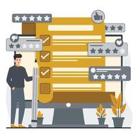 Customer review concept in flat style. illustration customer online survey and feedback vector