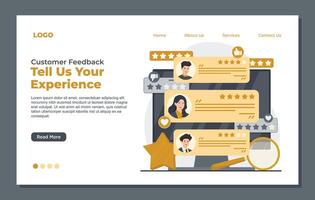 Customer reviews and feedback concept. Flat design illustration. Landing page template. vector