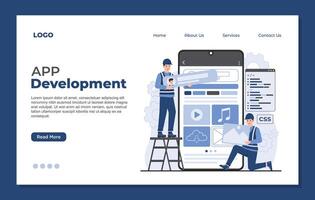 Flat design concept of app development, web page coding and programming. vector