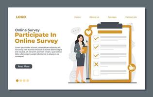 Landing page template for customer surveys and feedback reviews form. illustration vector