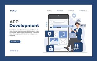 Web page design template for app development, development, coding, programming, web design. vector
