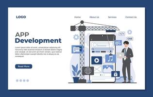 Flat design concept of application development. Modern illustration for website and mobile website development. vector