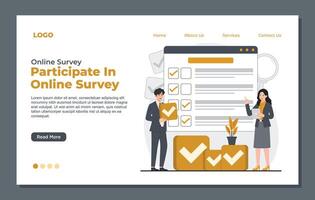 Landing page template for customer surveys and feedback reviews to enhance service quality and user satisfaction vector