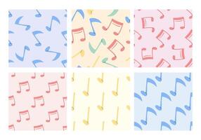 Seamless pattern collection with colorful musical notes on pastel background vector