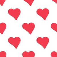 Simple seamless pattern with red double hearts on white background in doodle style vector