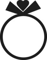 Minimalist Ring Silhouette With Heart and Bow for Wedding and Romantic Designs vector