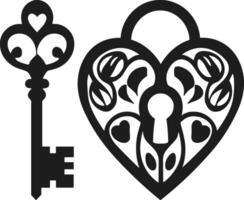 Intricate Heart Lock and Key Illustration for Valentine's Day vector