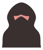 silhouette of a person, mysterious person in black robe wearing a face covering or mask. vector