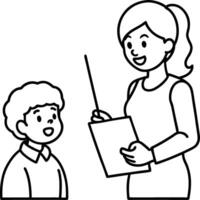 Coloring book a teacher teach her child line art vector