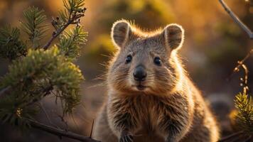A close-up of a cute animal in a natural setting, showcasing its features and habitat. photo