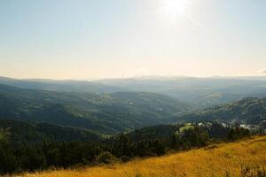 Sunny Mountain Vista, Rolling Hills, Golden Grass photo