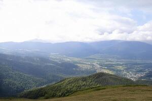 Mountaintop view valley, clouds, landscape, travel, nature photo