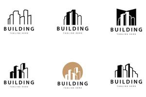 Modern City Building Logo Design, Luxurious and Simple Urban Architecture Bundle Set Collection vector