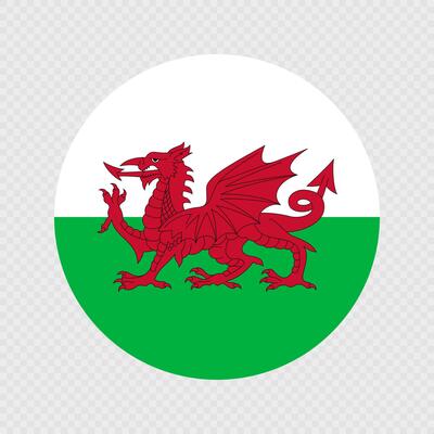 Wales circle flag. illustration.