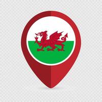 Map pointer with Wales flag. illustration. vector