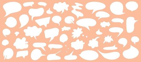 Set of flat white speech bubbles, text boxes and comic book conversation chats. Information, idea, quote or funny dialogue frame. Message comments, chat box. vector