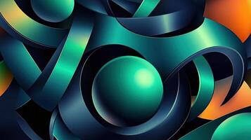 Abstract Teal and Orange 3D Shapes Digital Artwork a mesmerizing interplay of curves and spheres photo