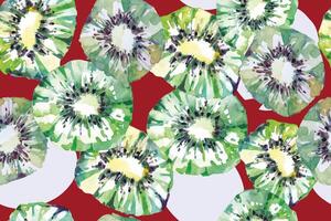 Seamless pattern of kiwi.Fruit Background painted in watercolor for designing fabric patterns wallpapers and backgrounds. vector