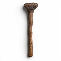 Ancient wooden club isolated on white background photo