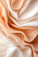 Abstract background of draped fabric in peach and white colors photo