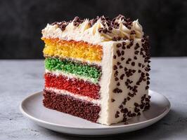Rainbow Layer Cake with Chocolate Chips photo