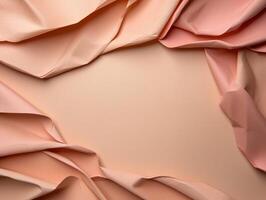 Peach colored paper background with elegant folds and creases photo