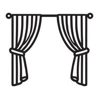 Simple Line Art of Draped Curtains vector