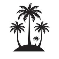 Three Palm Trees on an Island Silhouette Illustration vector