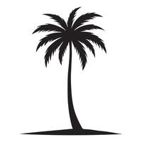 Single Palm Tree Silhouette Illustration on an Island vector