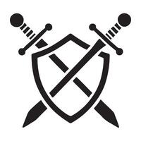 Medieval Swords and Shield Silhouette Emblem Graphic vector