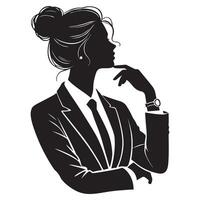 Silhouette of a Thoughtful Businesswoman vector