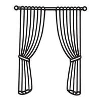 Simple Line Drawing of Drape Curtains vector