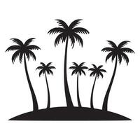 Silhouette of Multiple Palm Trees on a Tropical Island vector